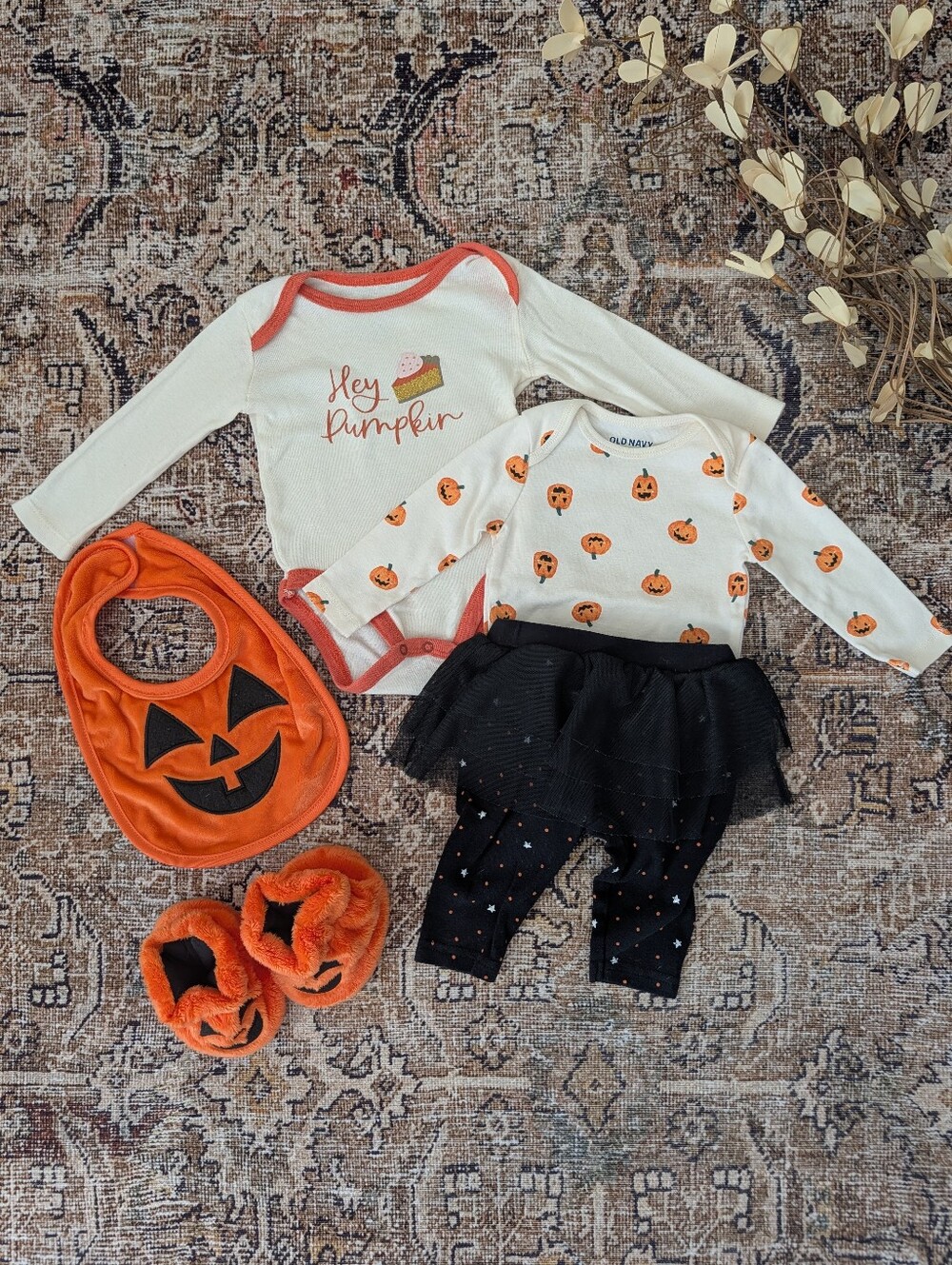 Baby Girl Halloween Pumpkin / Fall Holiday bundle 3-6m